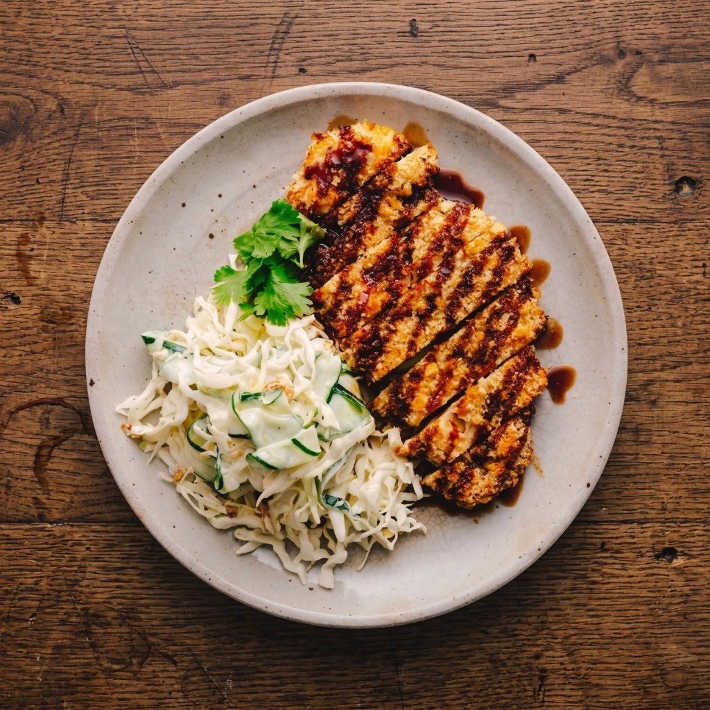 Roast Basilisk (Oven-Baked Chicken Katsu) plated dish