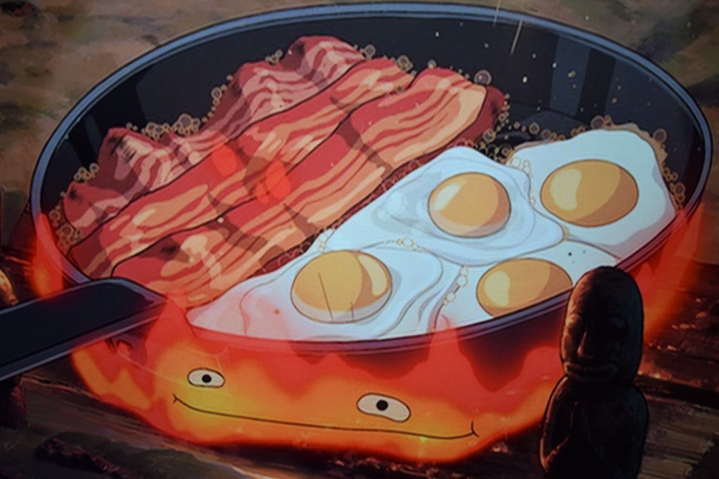 Scene from Studio Ghibli featuring Howl's Moving Castle Bacon & Eggs