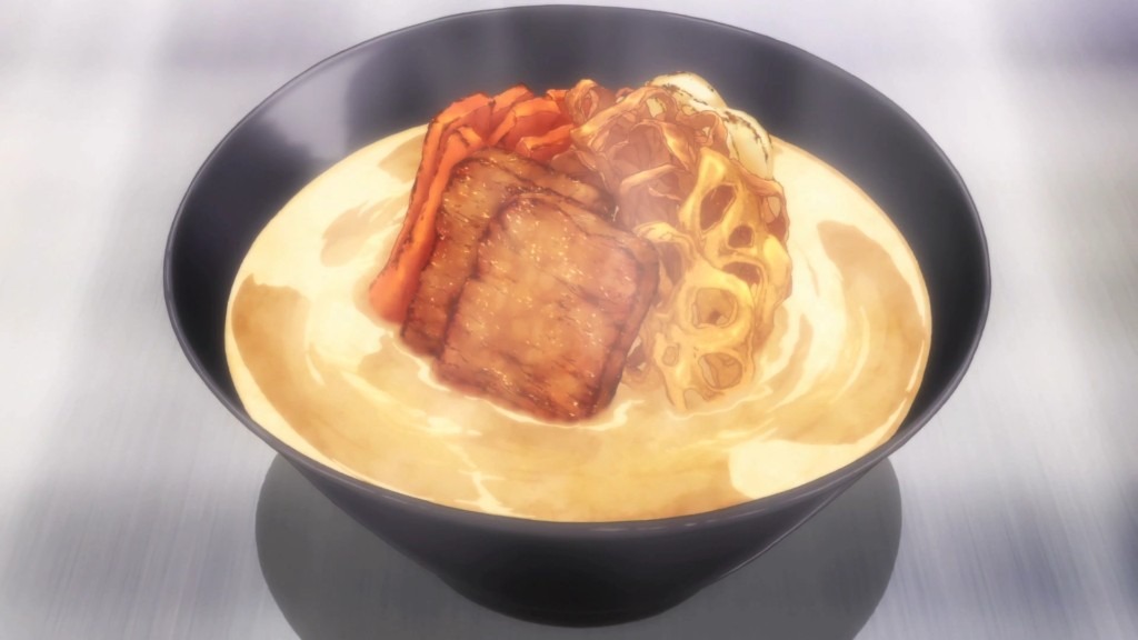Scene from Food Wars! (Shokugeki no Soma) featuring Jōichirō Special Rich Ramen (Meat-Lover's Adaptation)